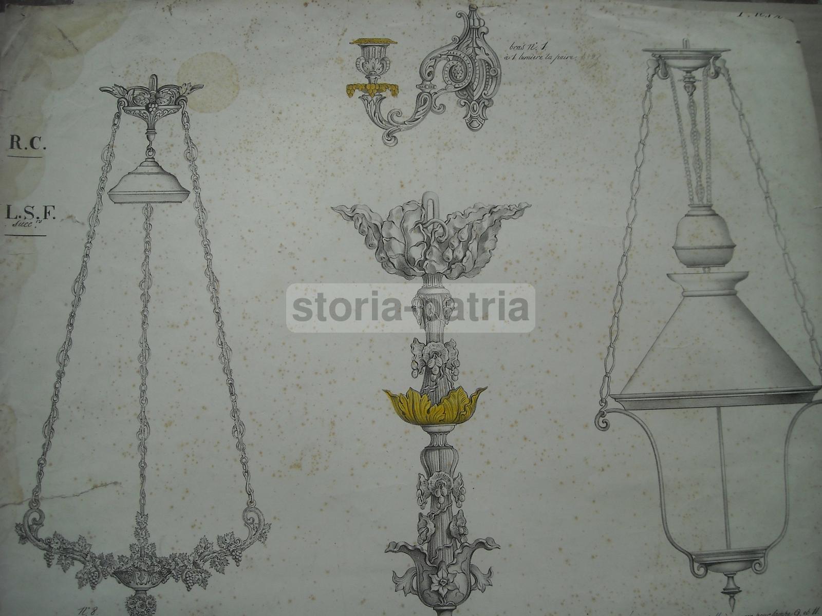 Arte, Arti Decorative, Lampade E Lampadari, Modelli, Lito Paullet, Grande Stampa, 800 immagine 7
