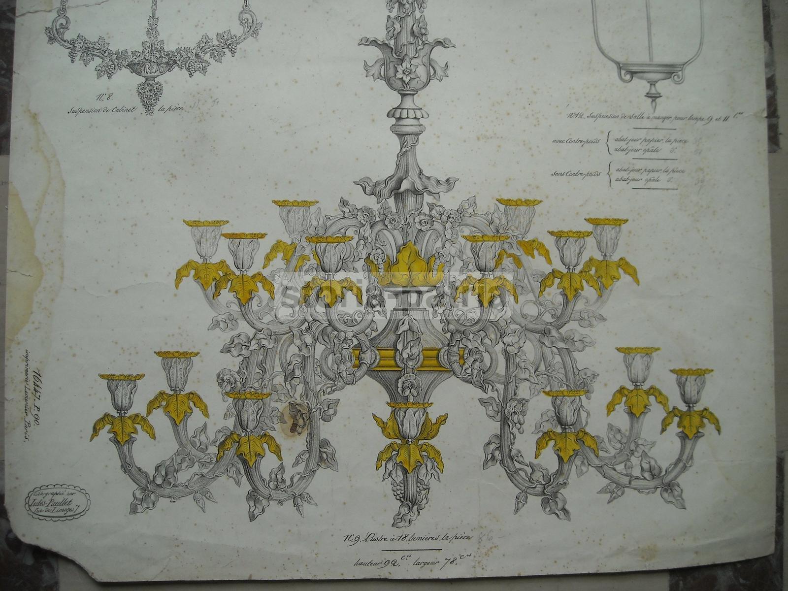 Arte, Arti Decorative, Lampade E Lampadari, Modelli, Lito Paullet, Grande Stampa, 800 immagine 9