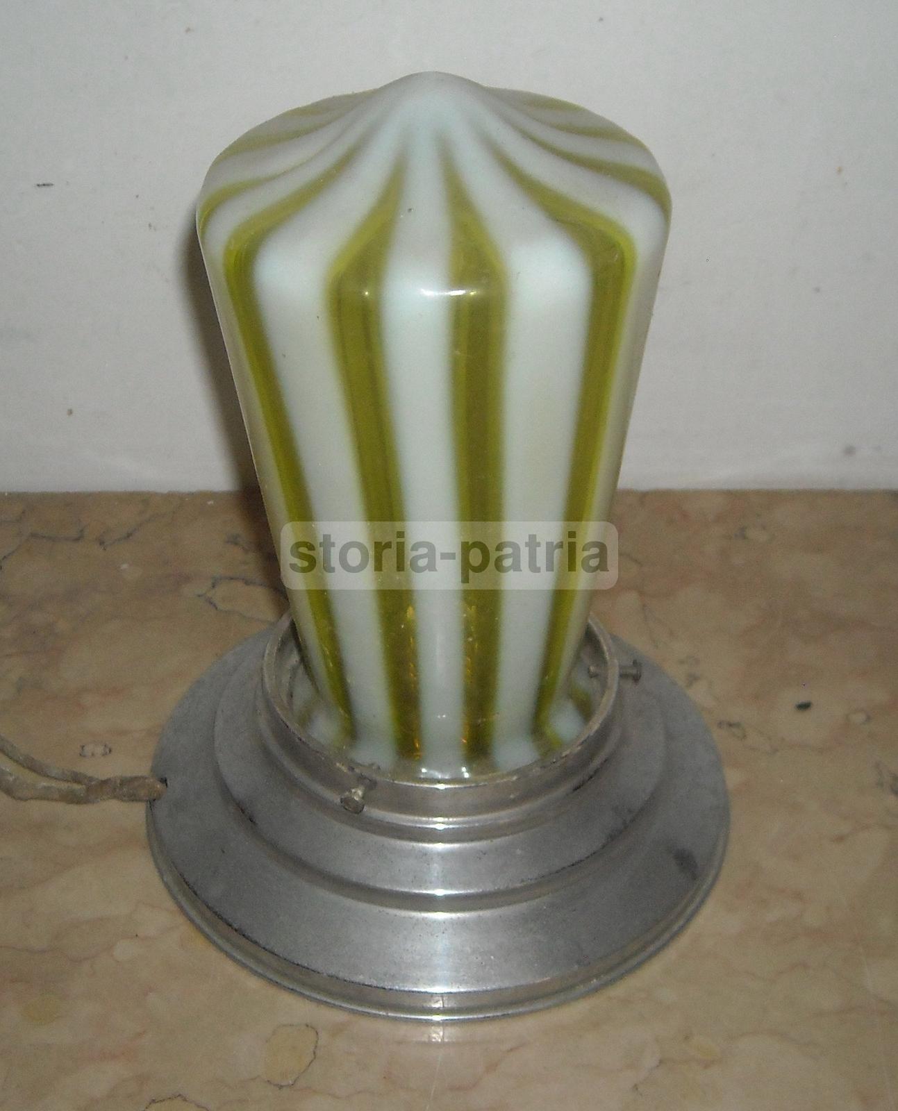 Arti Decorative Del 900, Bella Antica Lampada, Pregevole Vetro Decorato E d'Epoca immagine 2