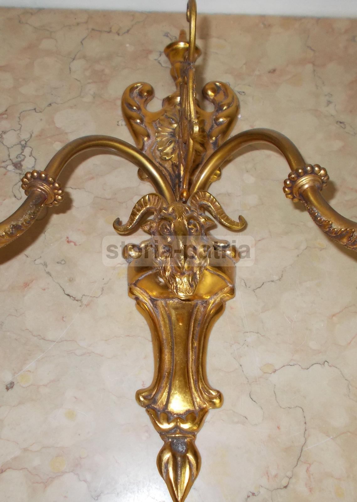 Artistica Applique, Metallo Dorato, Decorativa Lampada, Mascherone Esoterico, Utile immagine 7