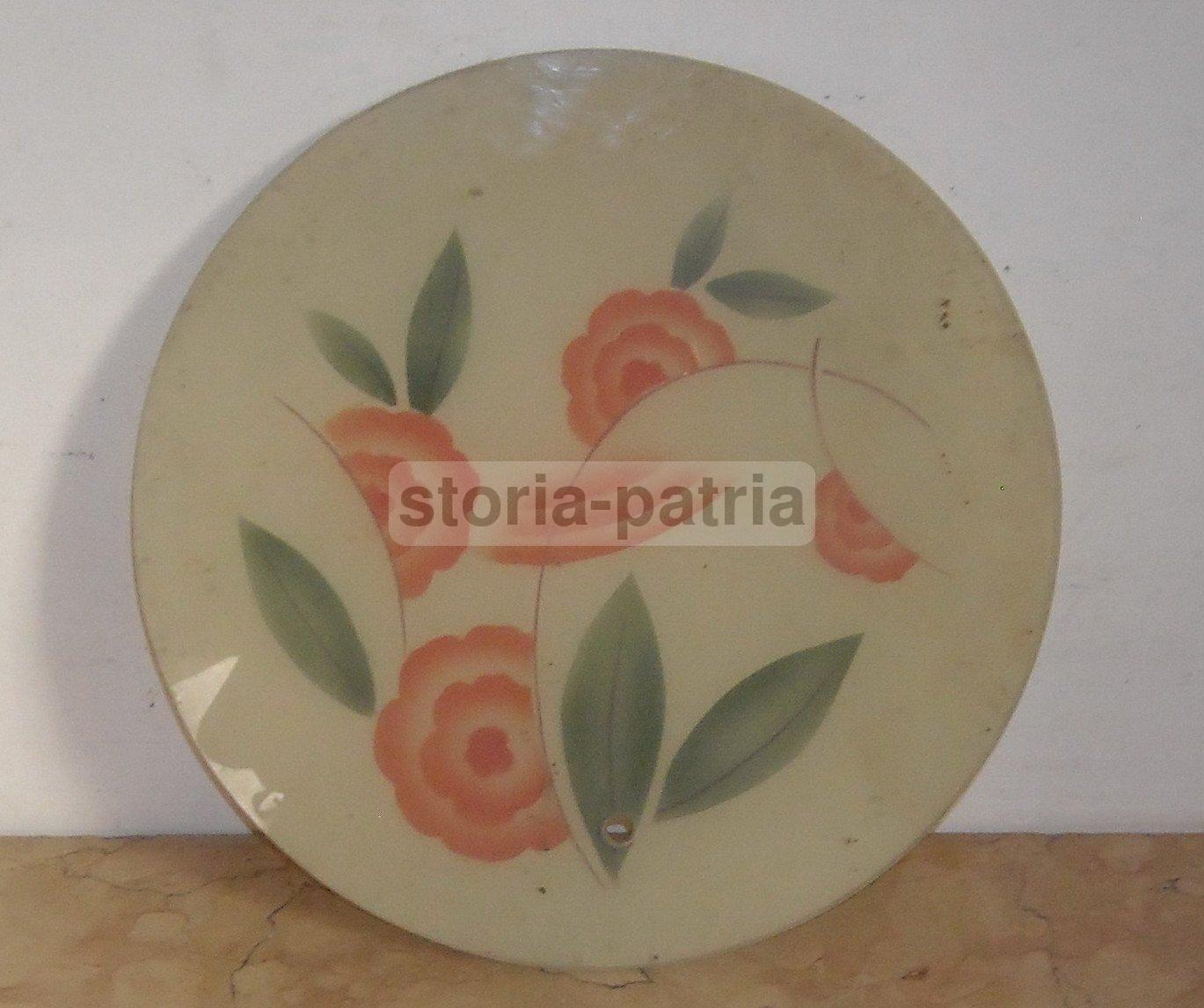 Decorativa Coppia Di Vetri Piatti Per Lampada, Bella Decorazione Floreale, Rarita immagine 1