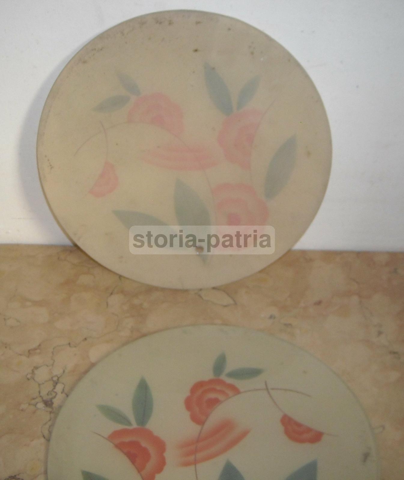 Decorativa Coppia Di Vetri Piatti Per Lampada, Bella Decorazione Floreale, Rarita immagine 4