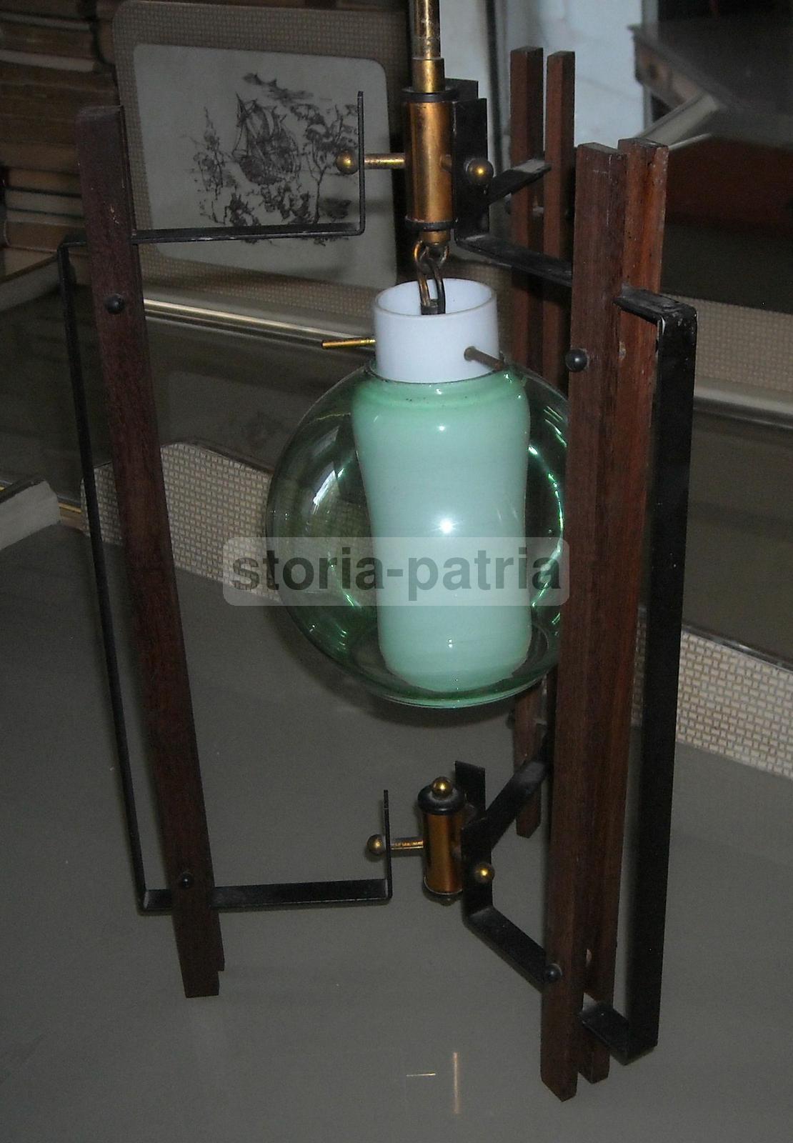 Inusuale Artistica Lampada, Modernariato, Design, Legno Vetro, Decorativo, Utilissimo immagine 1