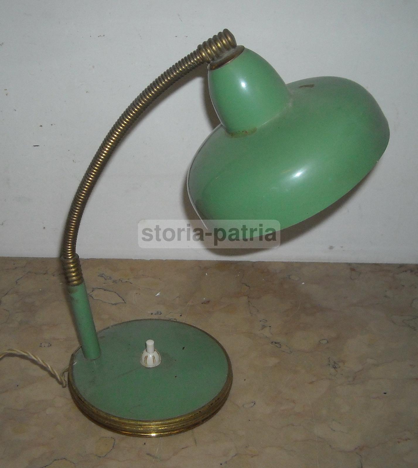 Modernariato, Design, Decorativa Lampada d'Epoca, Laccata Verde, Utile Per Scrittoio immagine 1