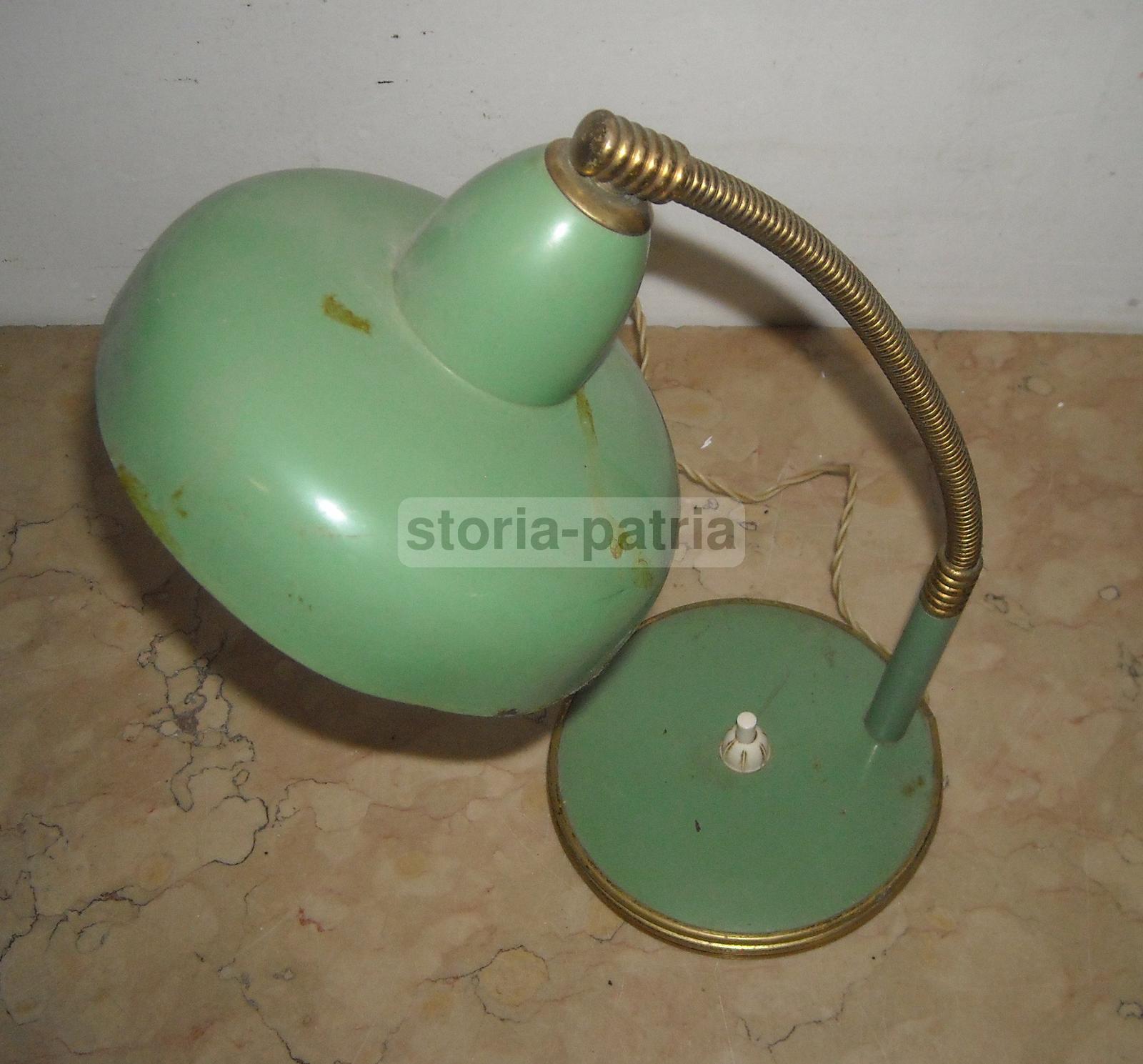 Modernariato, Design, Decorativa Lampada d'Epoca, Laccata Verde, Utile Per Scrittoio immagine 2