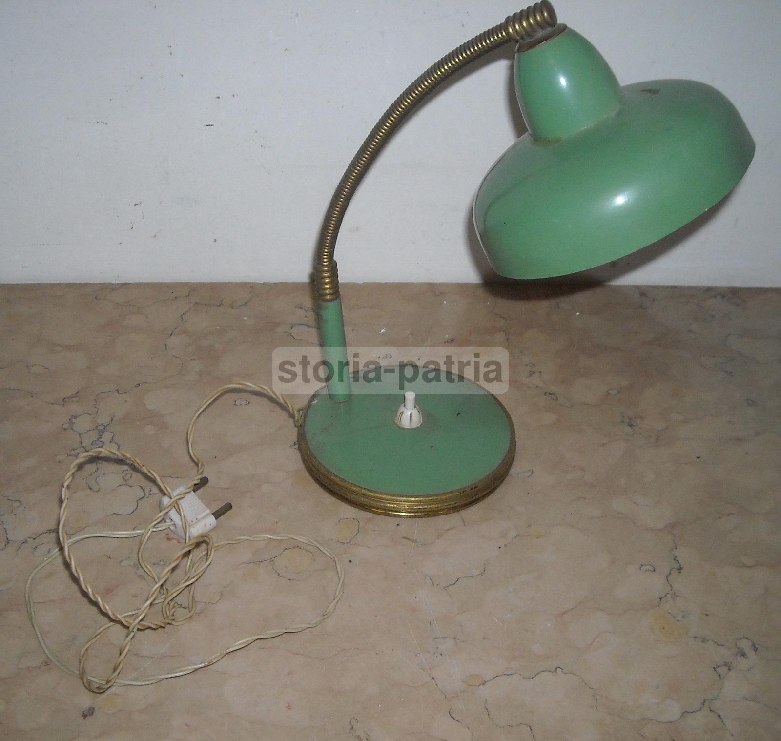 Modernariato, Design, Decorativa Lampada d'Epoca, Laccata Verde, Utile Per Scrittoio immagine 6