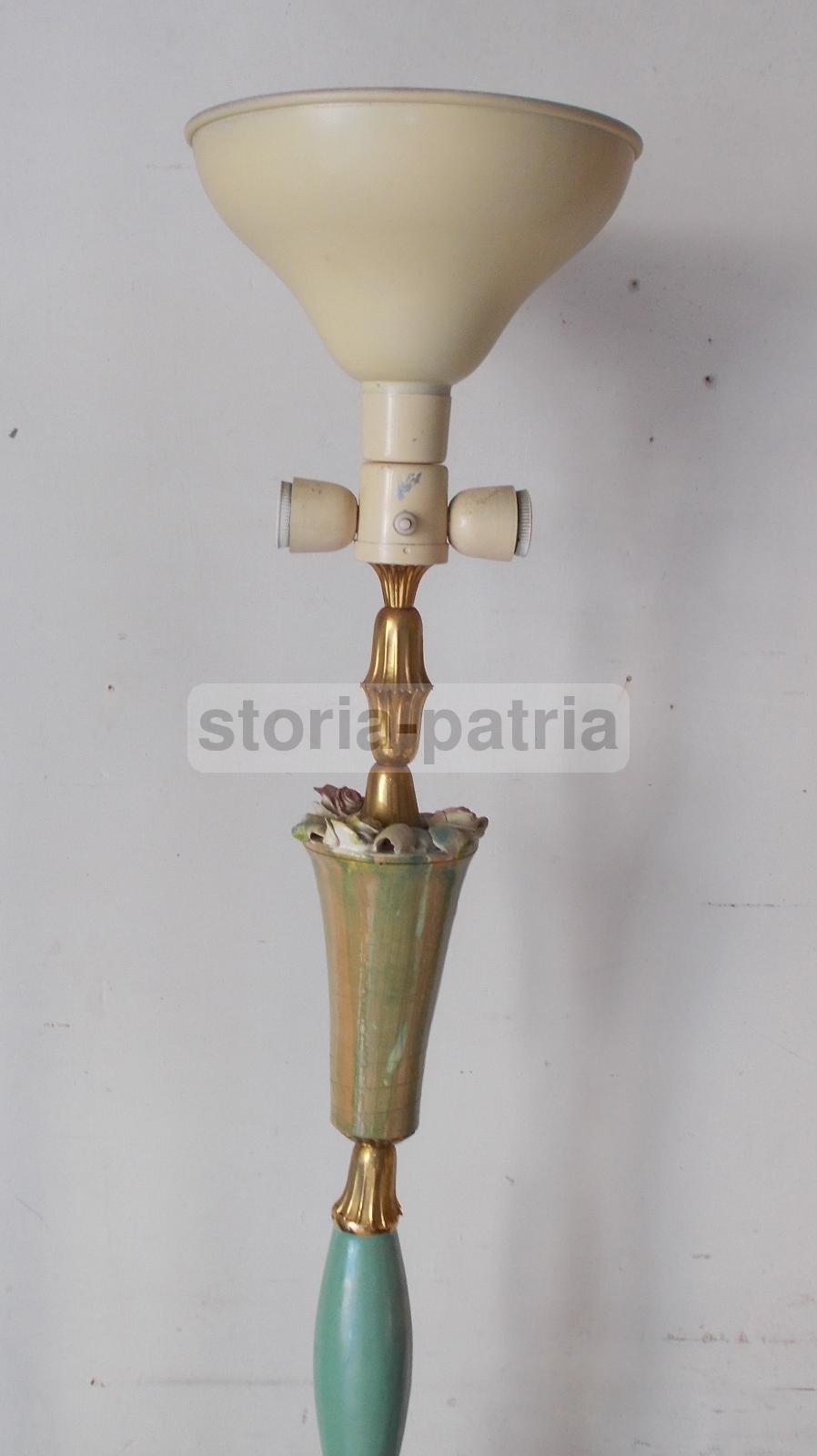 Modernariato, Design, Decorativa Lampada d'Epoca, Piantana Anni 50, Decori Floreali immagine 6