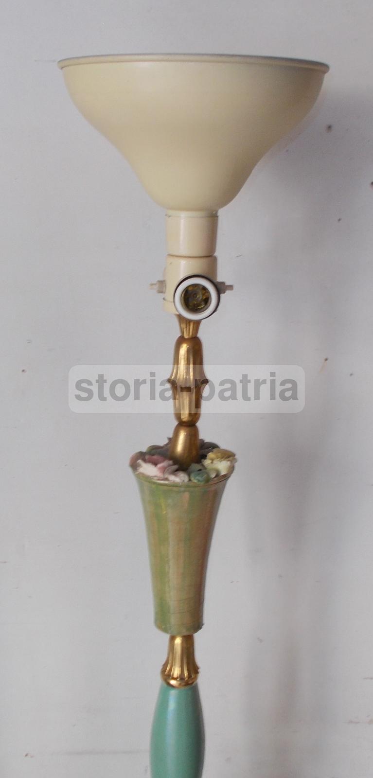 Modernariato, Design, Decorativa Lampada d'Epoca, Piantana Anni 50, Decori Floreali immagine 14