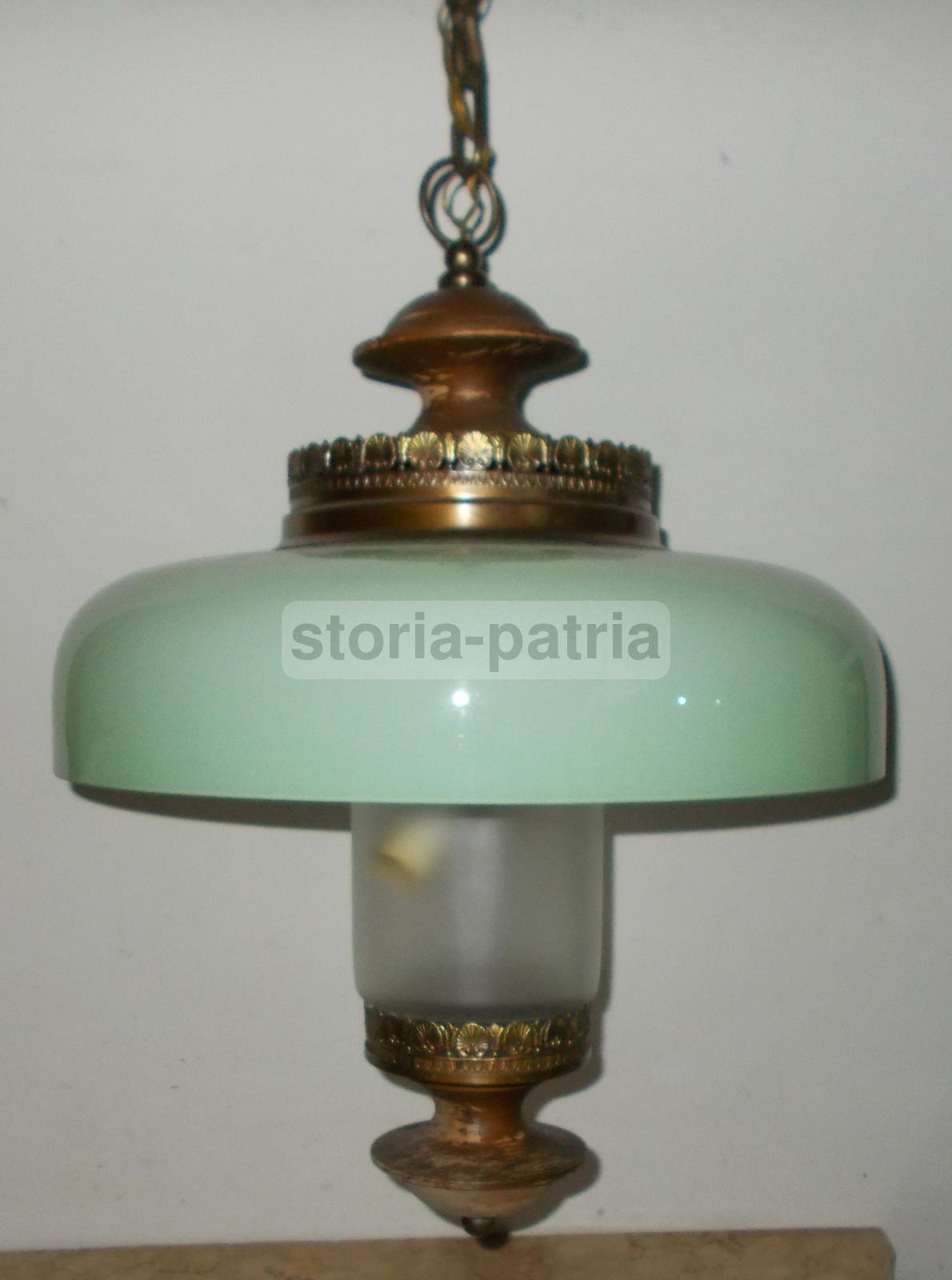 Modernariato, Design, Decorativo Complemento Darredo, Utile Lampadario, Vetro Legno immagine 2
