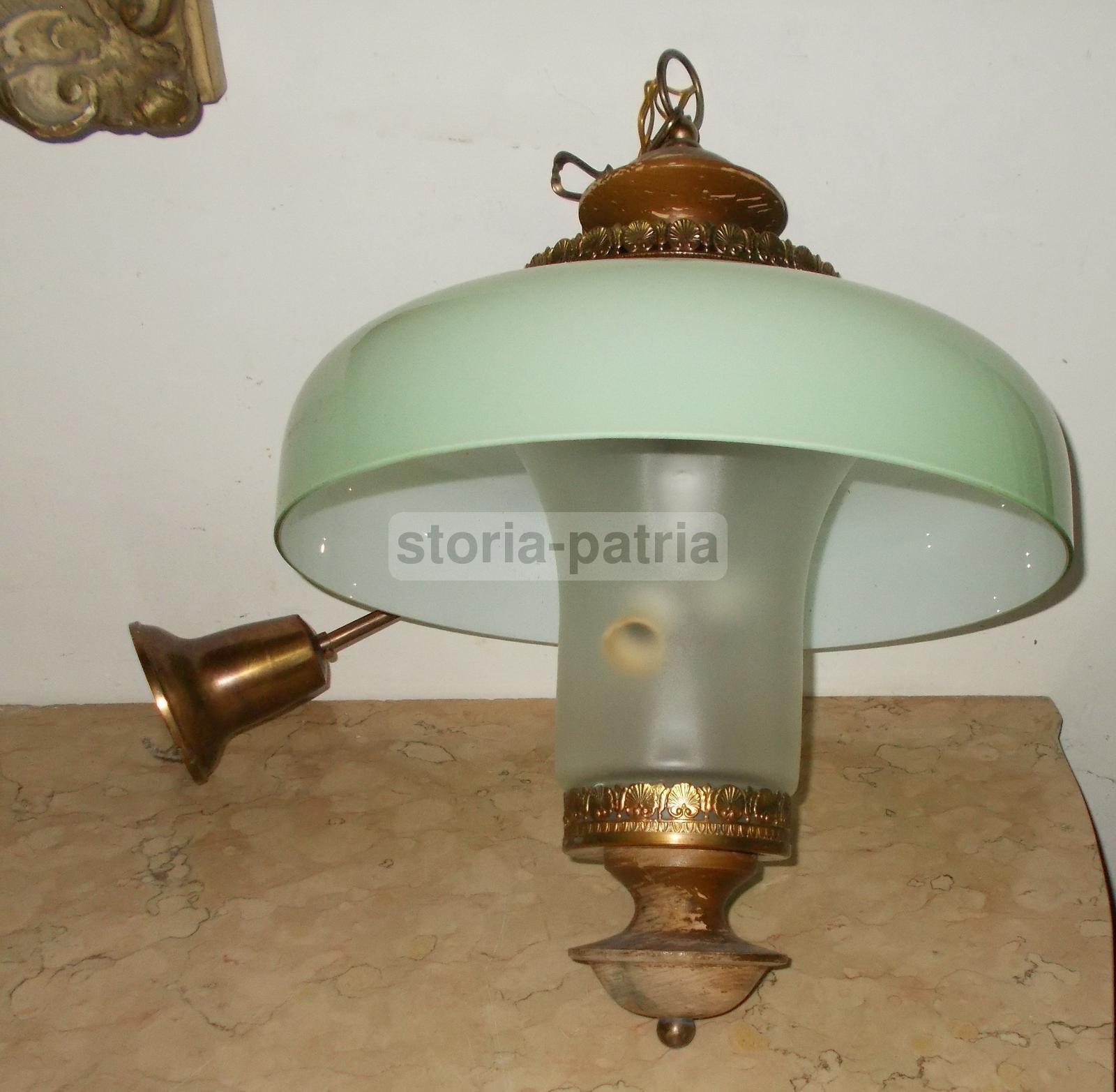 Modernariato, Design, Decorativo Complemento Darredo, Utile Lampadario, Vetro Legno immagine 6