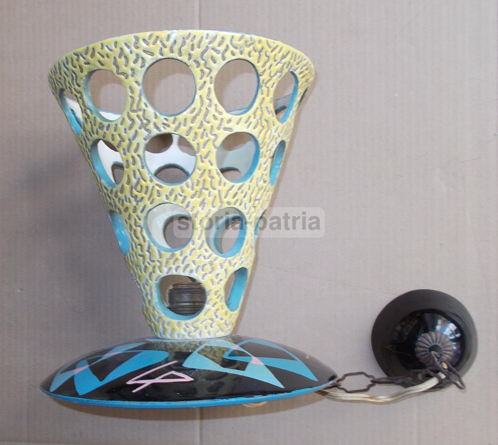Modernariato, Design, Inusuale Artistico Lampadario, Ceramica, Da Collezione, Utile immagine 1