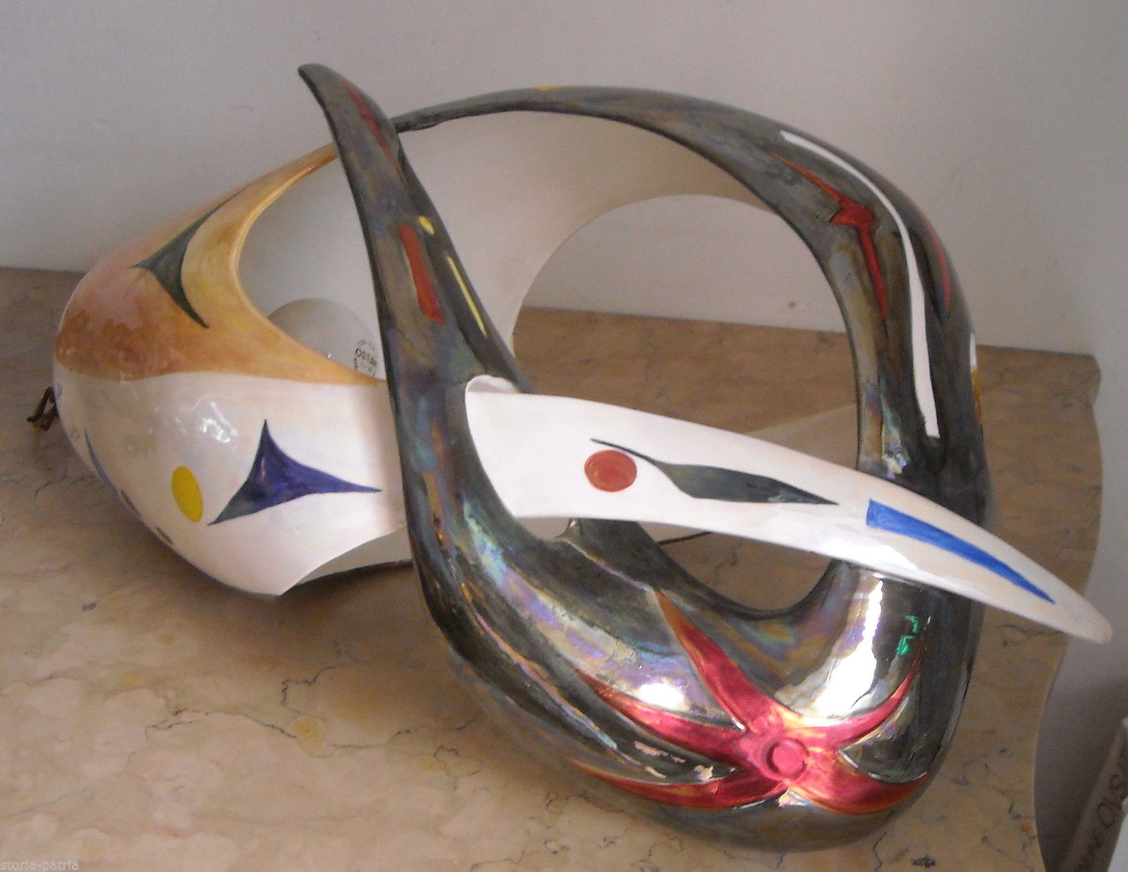 Modernariato, Design, Inusuale Artistico Lampadario, Marostica, Alcyone, Ceramica immagine 1