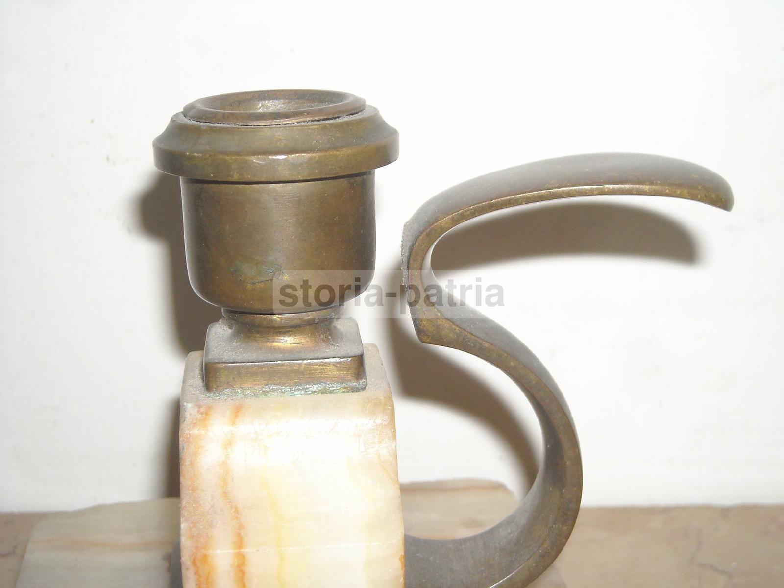 Pregevole Soprammobile, Bugia Porta Candela, Artistico Modellato, Bronzo E Marmo immagine 8
